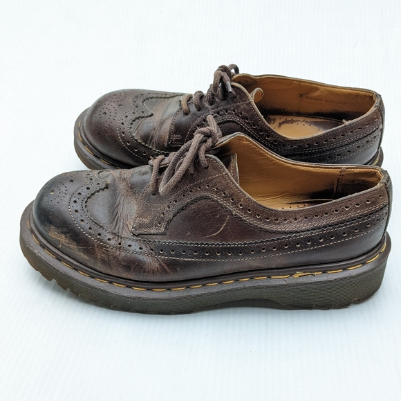 DOC MARTENS 3989 Vintage MIE brown wingtip brogue chunky loafers - Picture 11 of 15